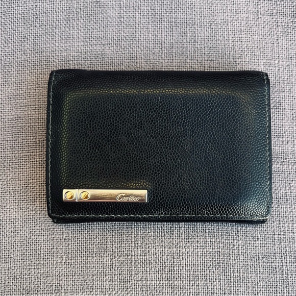 Cartier Handbags - Cartier Caviar Skin Santos Card Case Leather Wallet
